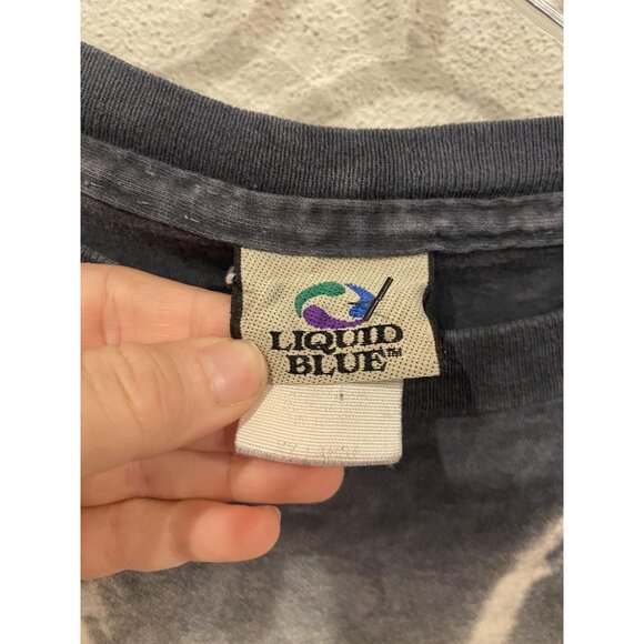 Led Zeppelin Liquid Blue Shirt Mens XL Black Tie Dye Band Graphic Rock Tee - Picture 2 of 3